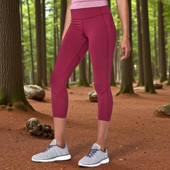 LULULEMON Pace Rival Crop 22" in Ruby Wine 4 - Picture 1 of 9